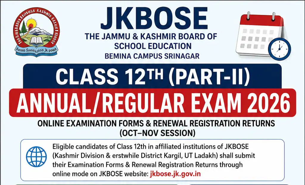 JKBOSE Class 12 Annual/Regular 2026